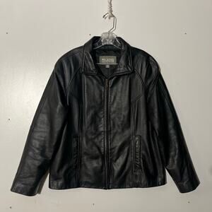 Wilson Leather Black Soft Leather Biker Collared Full Zip‎ Jacket Womans Size XL